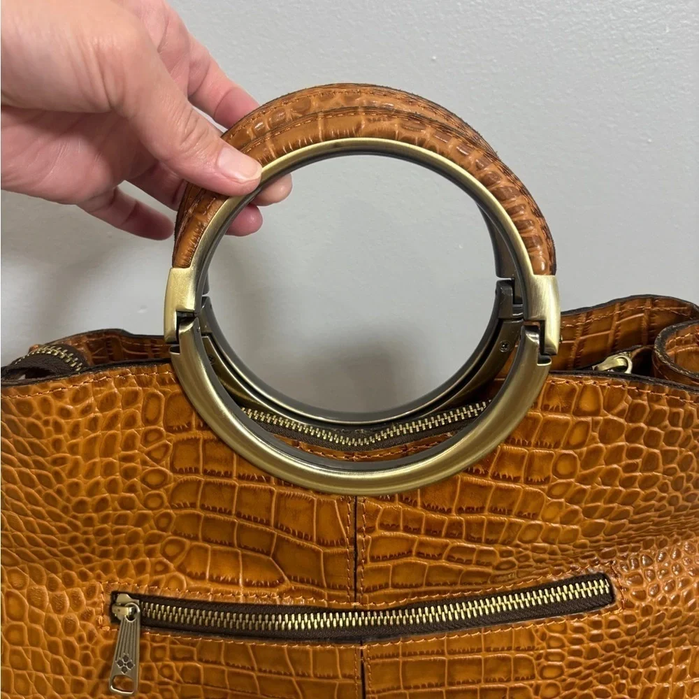 Patricia Nash Arenzano Leather Double Ring Shopper Designer Luxury Animal Print